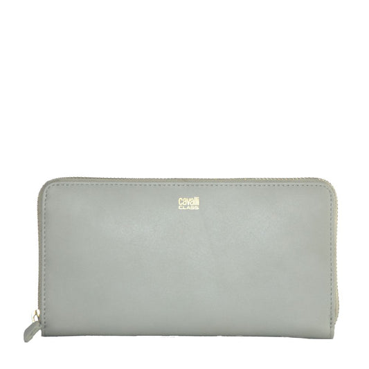 Cavalli Class Gray Calfskin Women Wallet Cavalli Class