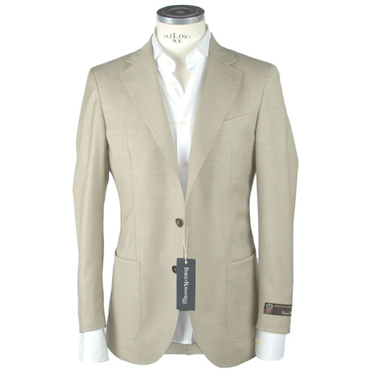 Emilio Romanelli Beige Wool Men's Blazer Emilio Romanelli