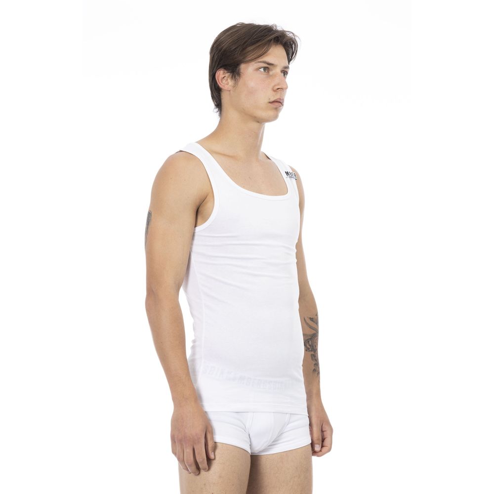 Bikkembergs White Cotton Men's Tank Top Bikkembergs