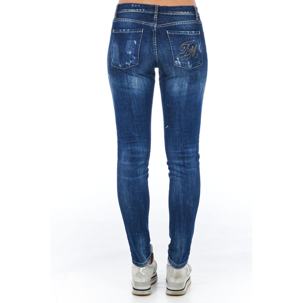 Frankie Morello Blue Cotton Women Jeans Frankie Morello