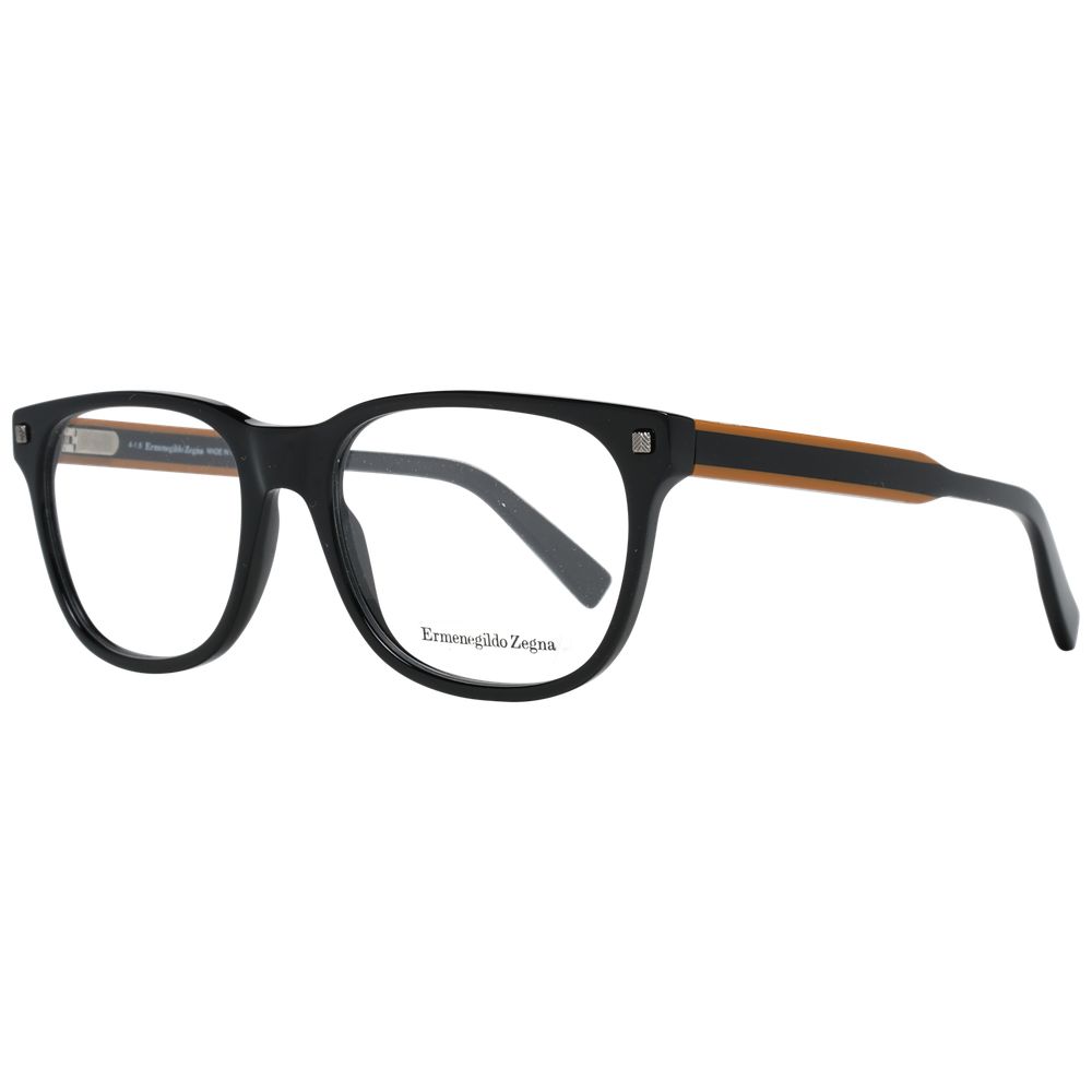Ermenegildo Zegna black plastic eyeglass frames with sleek design and modern style, suitable for everyday wear.