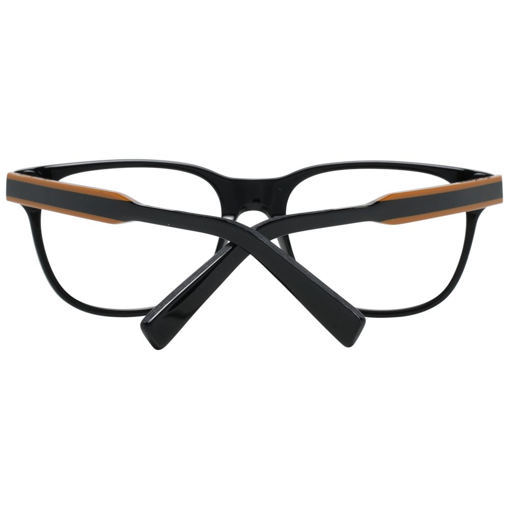 Ermenegildo Zegna black plastic eyeglass frames with rectangular design and subtle branding, lightweight and stylish for everyday wear.