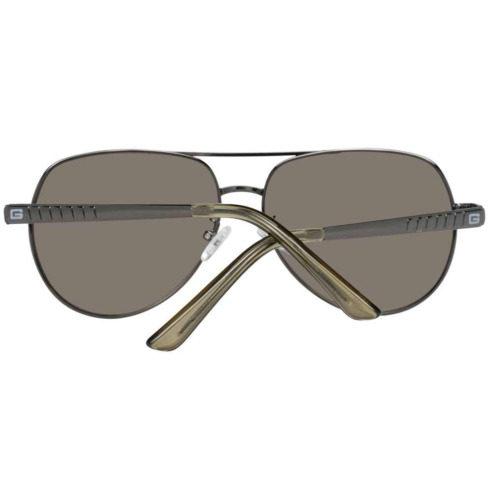 Guess gray metal sunglasses with round frames and dark lenses, stylish and lightweight for everyday wear.