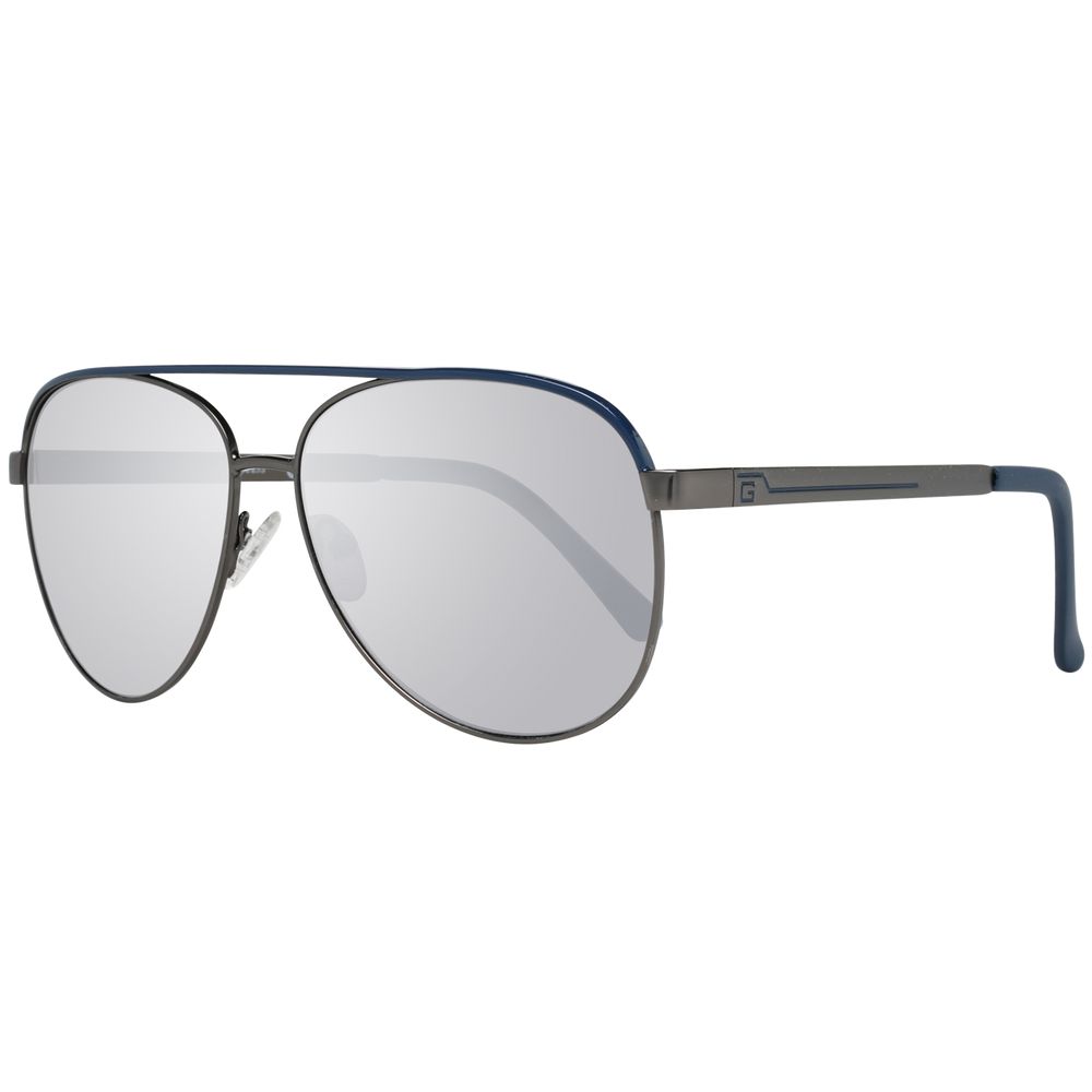 Guess gray metal sunglasses with rounded frames and dark lenses, stylishly designed for a modern look.