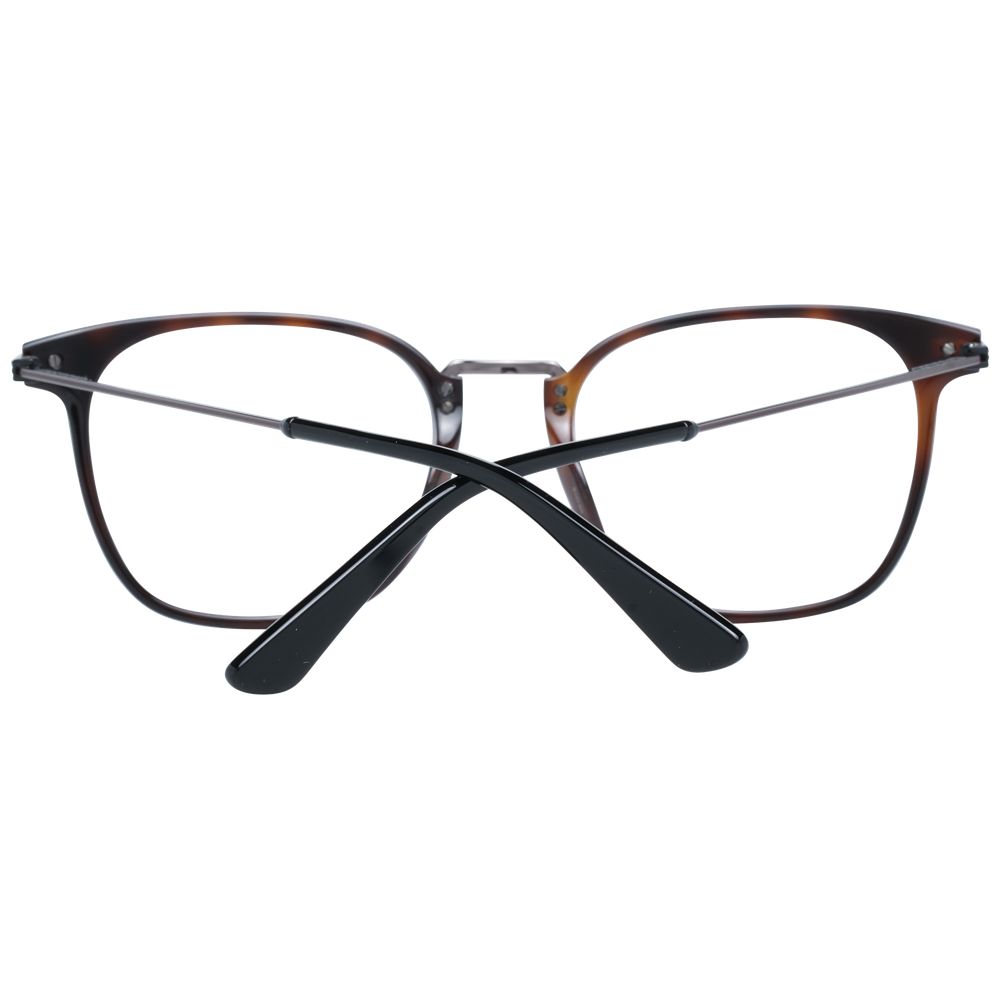 Police black metal and plastic glasses frames, sleek design with clear lenses, stylish eyewear for everyday wear.