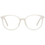 Swarovski white plastic eyeglass frames with clear lenses, stylish and lightweight design for everyday wear.
