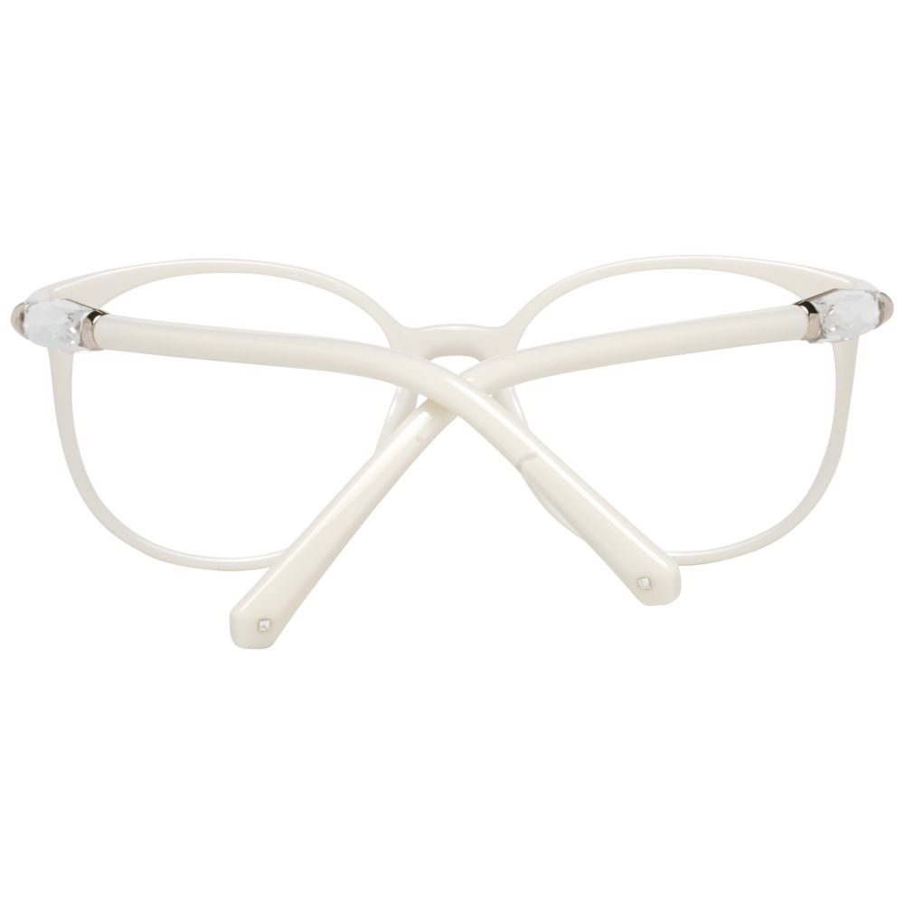 Swarovski white plastic eyeglass frames with sleek design, lightweight construction, and subtle branding visible on the arms.