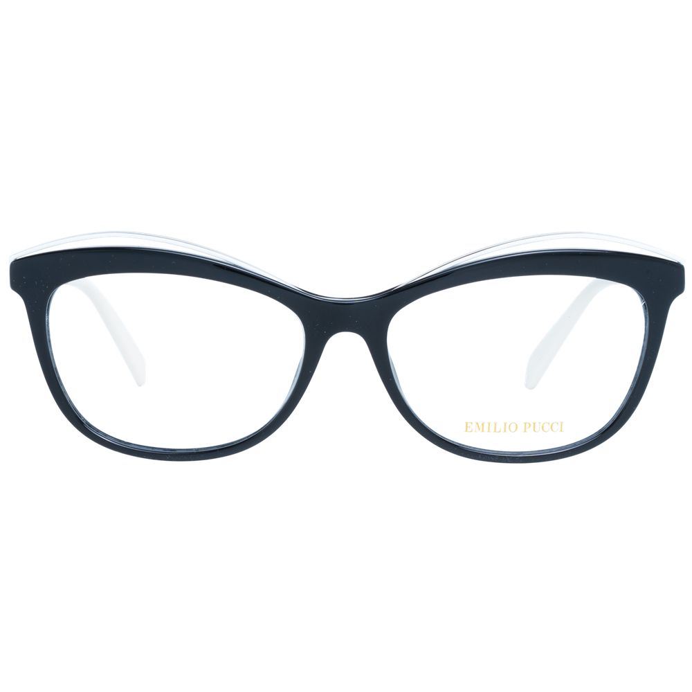 Emilio Pucci black metal and plastic glasses frames with rounded lenses and sleek design for stylish eyewear.