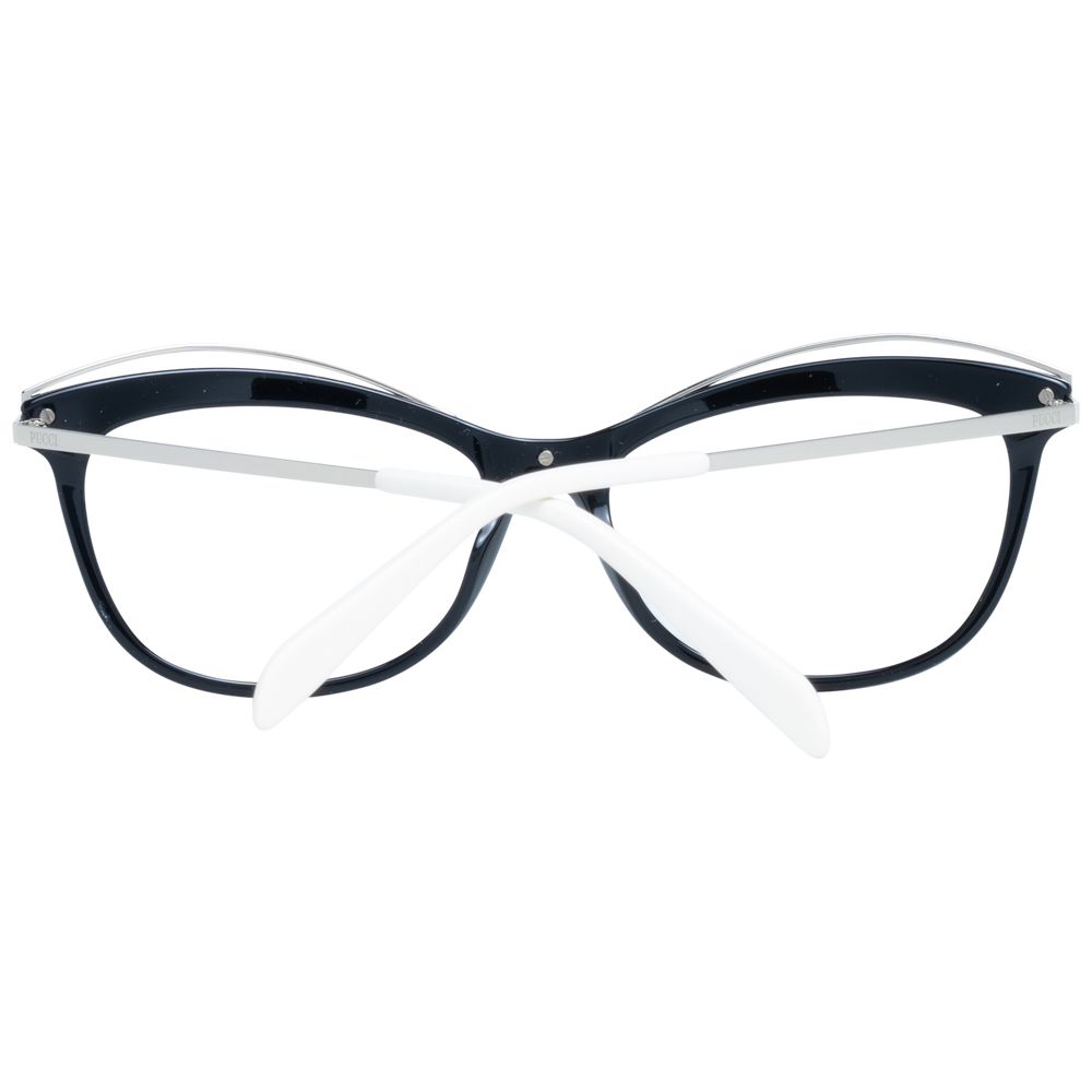 Emilio Pucci black metal and plastic eyeglass frames with clear lenses, stylish and modern eyewear accessory.