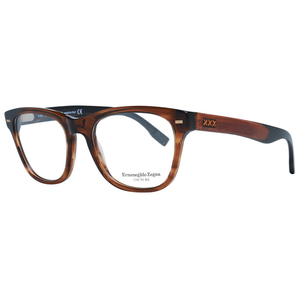 Ermenegildo Zegna brown plastic eyeglass frames with sleek design and modern style, suitable for everyday wear.