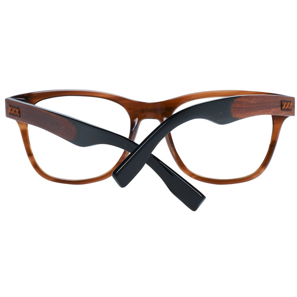 Ermenegildo Zegna brown plastic eyeglass frames with sleek design and modern style, showcasing the frame front and temples.