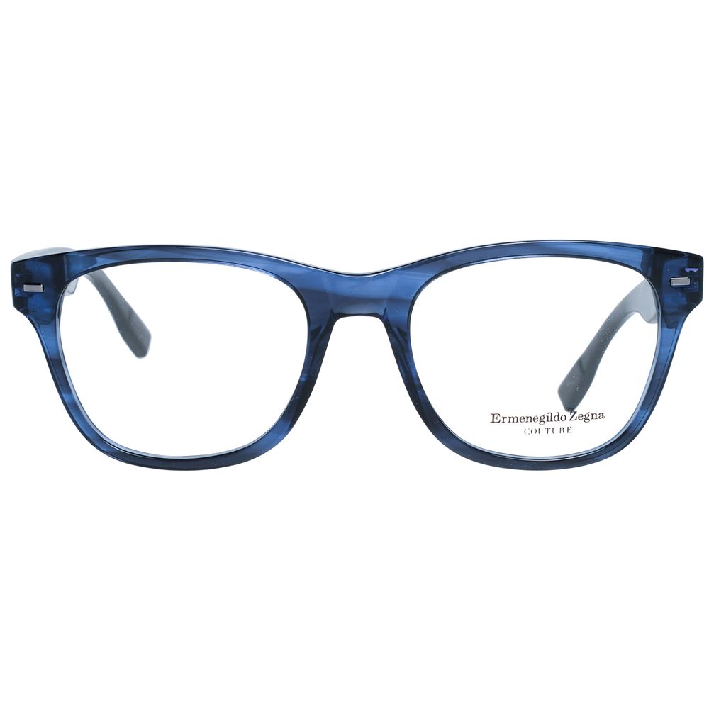 Ermenegildo Zegna blue plastic eyeglass frames with sleek, modern design and clear lenses, lightweight and stylish.