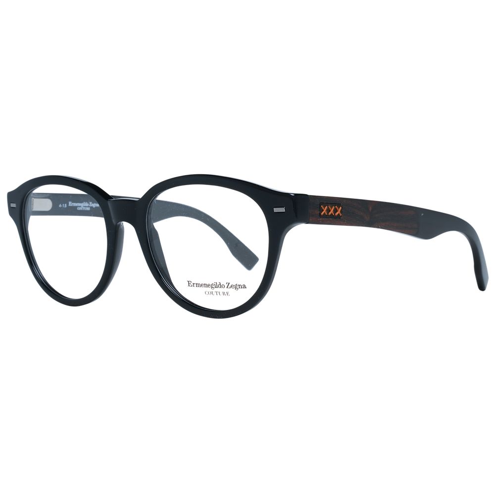 Ermenegildo Zegna black plastic glasses frames with sleek design and modern style, ideal for sophisticated eyewear.