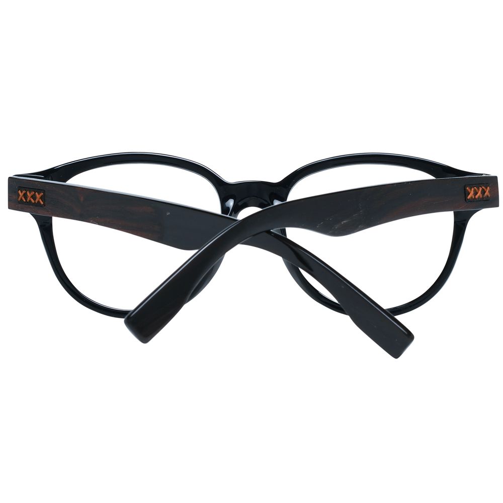 Ermenegildo Zegna black plastic eyeglass frames with sleek design and clear lenses, stylish and modern for everyday wear.