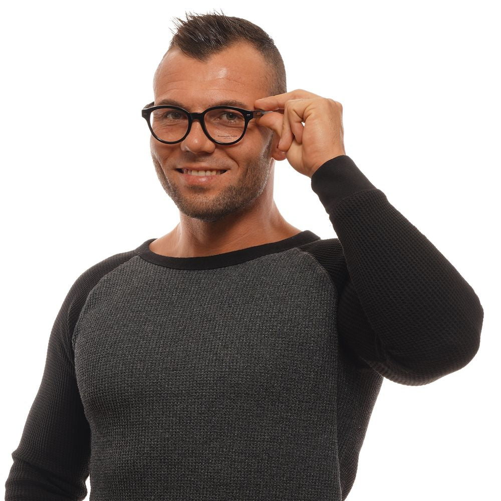 Ermenegildo Zegna black plastic glasses frames with sleek design and rectangular shape, showcasing modern eyewear style.