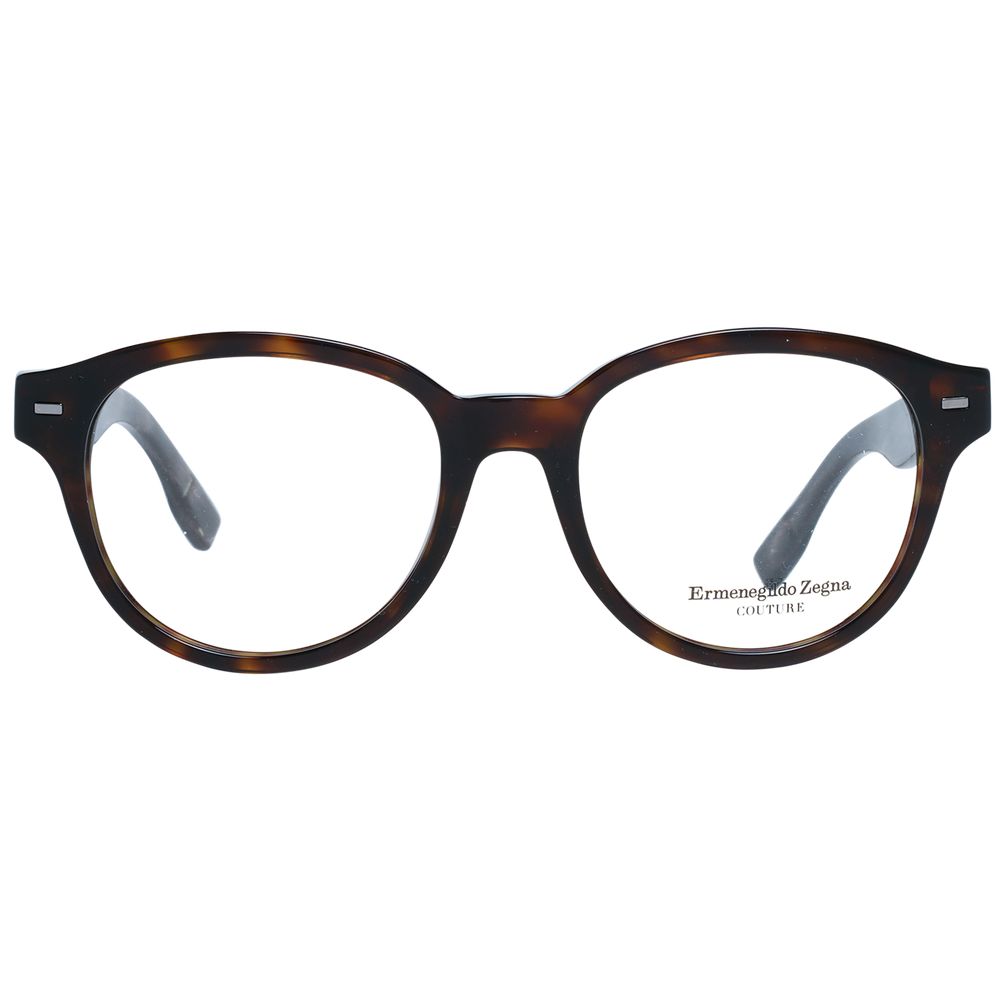 Ermenegildo Zegna brown plastic glasses frames with sleek design and modern style, suitable for everyday wear.