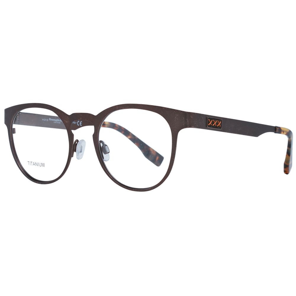 Ermenegildo Zegna bronze titanium eyeglass frames with sleek design and modern style, shown from a front angle.