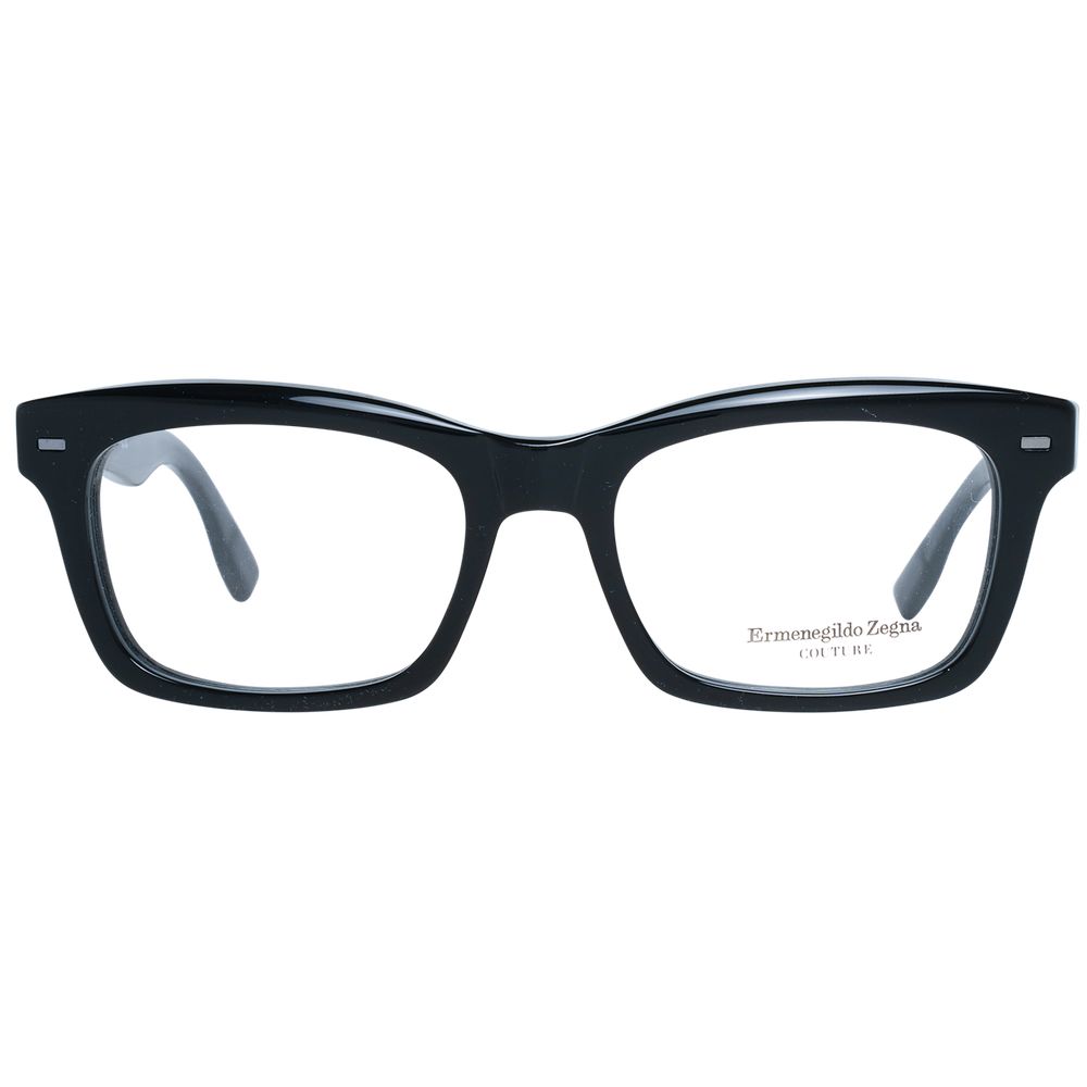 Ermenegildo Zegna black plastic glasses frames with sleek design and subtle brand detailing.