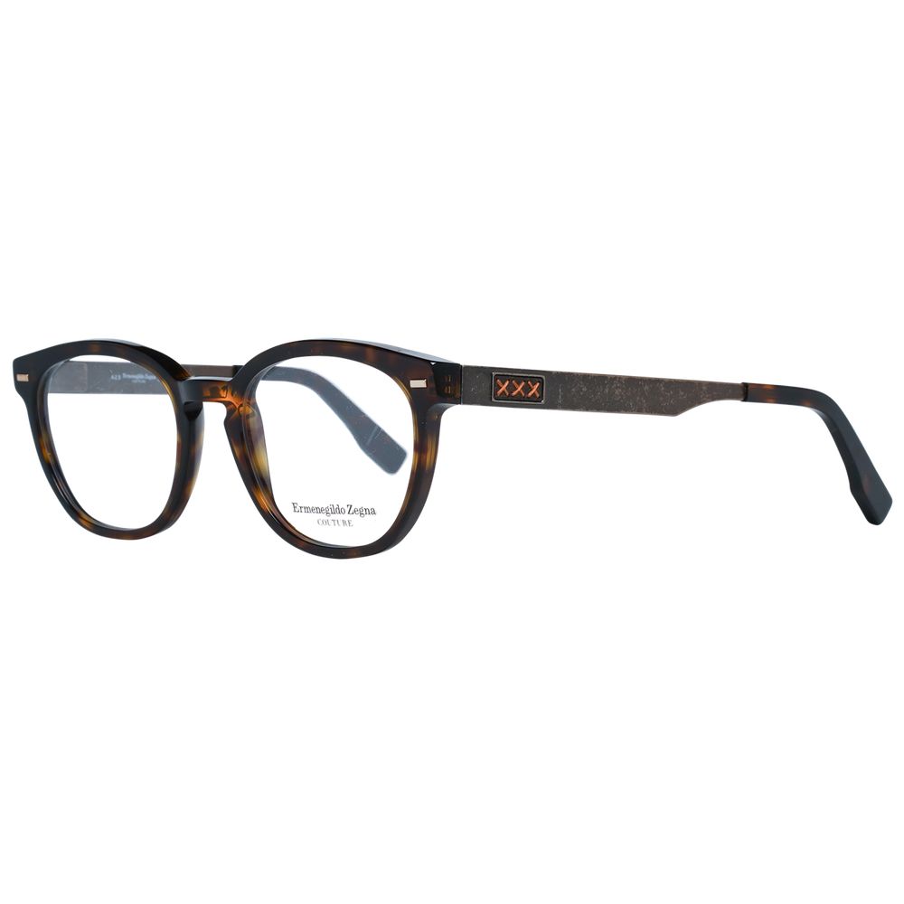 Ermenegildo Zegna brown plastic eyeglass frames with sleek design and modern style for stylish eyewear.