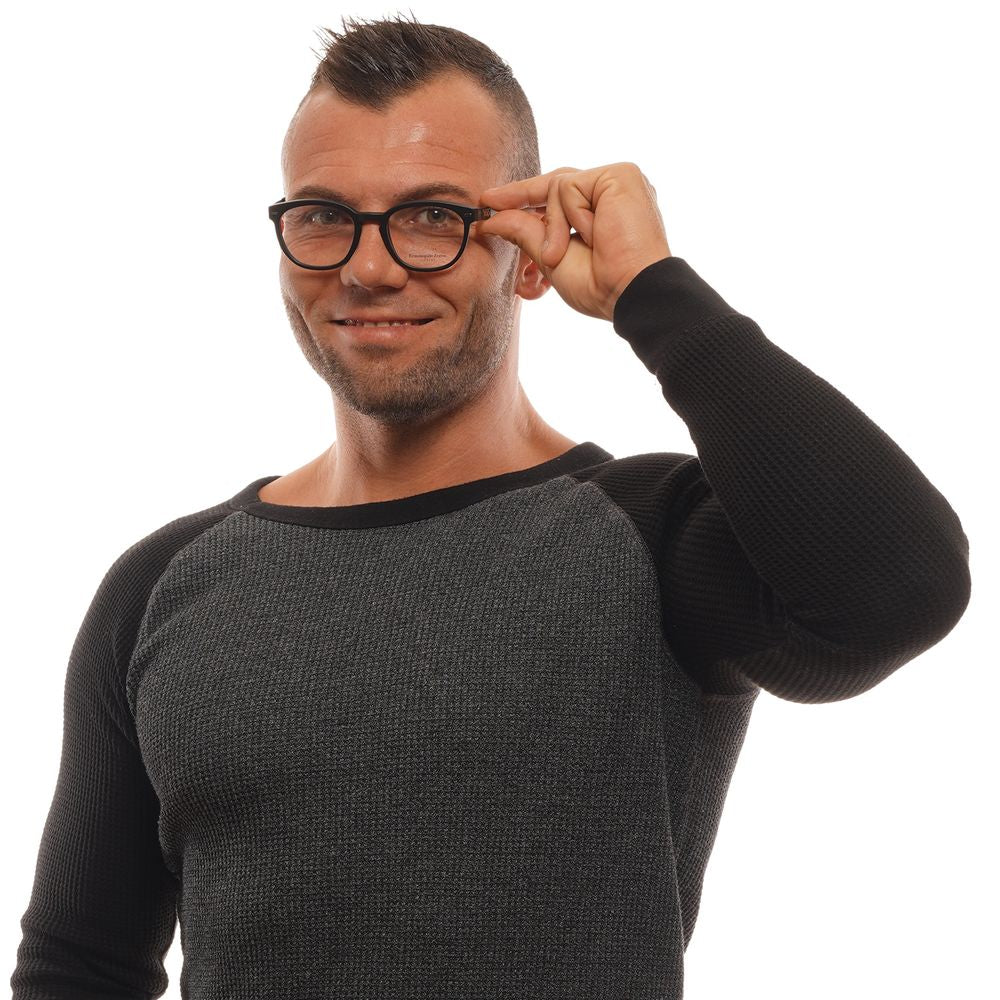 Ermenegildo Zegna black plastic eyeglass frames, stylish and lightweight for a modern look