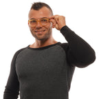 Ermenegildo Zegna orange metal and plastic eyeglass frames with sleek design and modern style.