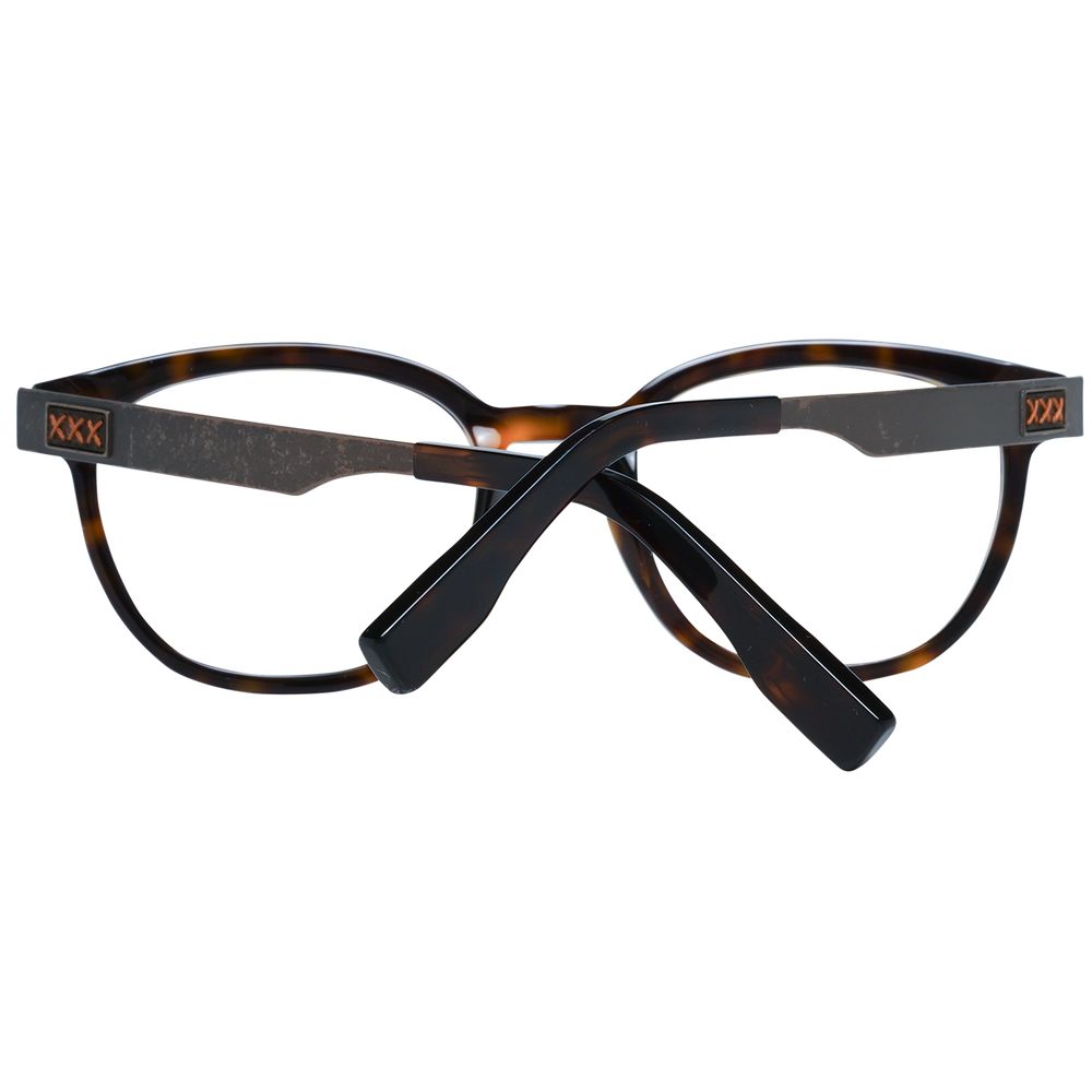 Ermenegildo Zegna brown plastic eyeglass frames with sleek design and modern style, showcasing the stylish eyewear product.