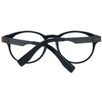 Ermenegildo Zegna black plastic eyeglass frames with a sleek, modern design and clear lenses for stylish vision correction.