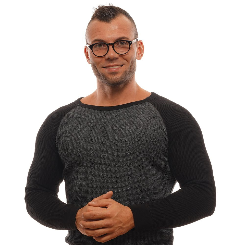 Ermenegildo Zegna black plastic eyeglasses frames with sleek, modern design and subtle branding for stylish eyewear.
