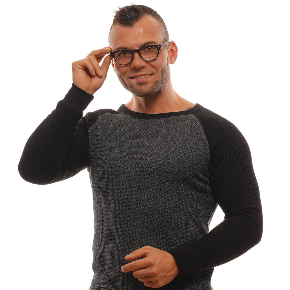 Ermenegildo Zegna black plastic eyeglass frames with sleek design and rounded edges, stylish eyewear for men.