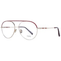 Red metal Tod's glasses frames with sleek design and clear lenses, showcasing modern eyewear style.
