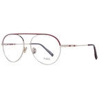 Red metal Tod's glasses frames with sleek design and clear lenses, showcasing modern eyewear style.