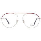 Red metal Tod's glasses frames with sleek design, featuring clear lenses and stylish, modern eyewear for men or women.