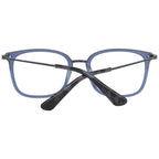 Police blue metal and plastic glasses frames with sleek design, showcasing the stylish eyewear in a close-up view.