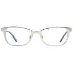 Elegant Swarovski silver metal eyeglass frames with clear glass lenses, featuring a sleek and modern design.