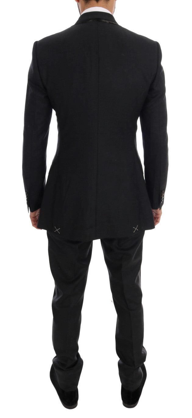 Dolce & Gabbana Gray Wool Double Breasted 3 Piece Suit Dolce & Gabbana