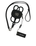 Dolce & Gabbana Black Calfskin Leather DG Logo Coin Purse Lanyard Wallet - Eljoys Fashion 