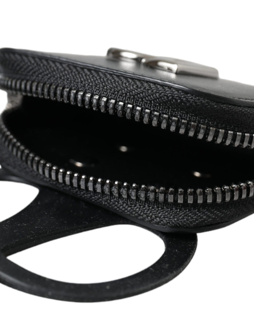 Dolce & Gabbana Black Calfskin Leather DG Logo Coin Purse Lanyard Wallet - Eljoys Fashion 