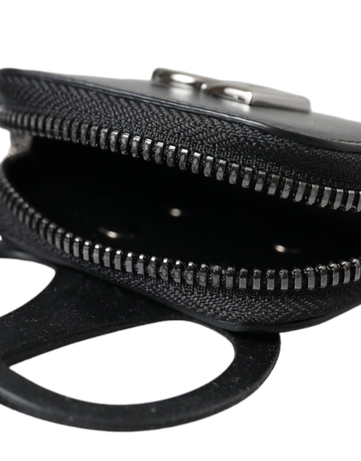 Dolce & Gabbana Black Calfskin Leather DG Logo Coin Purse Lanyard Wallet - Eljoys Fashion 