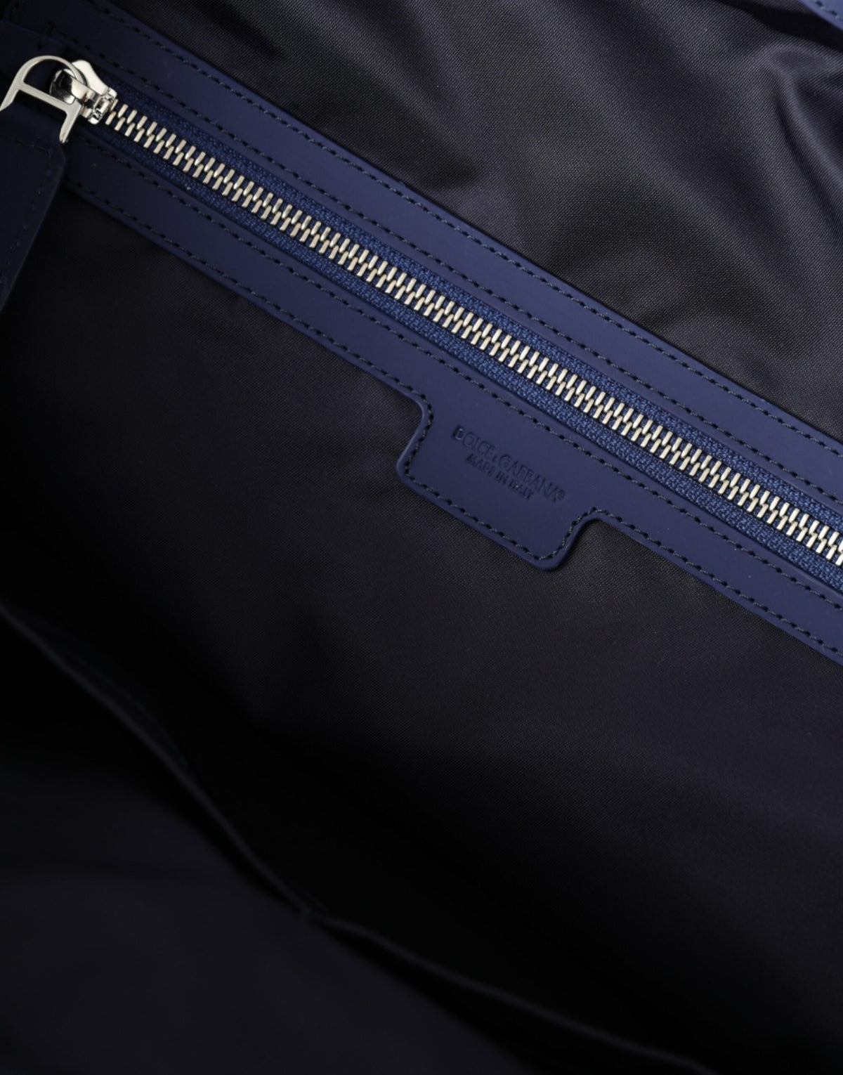 Dolce & Gabbana Blue Nylon Calfskin Hand Shoulder Duffel Bag - Eljoys Fashion 