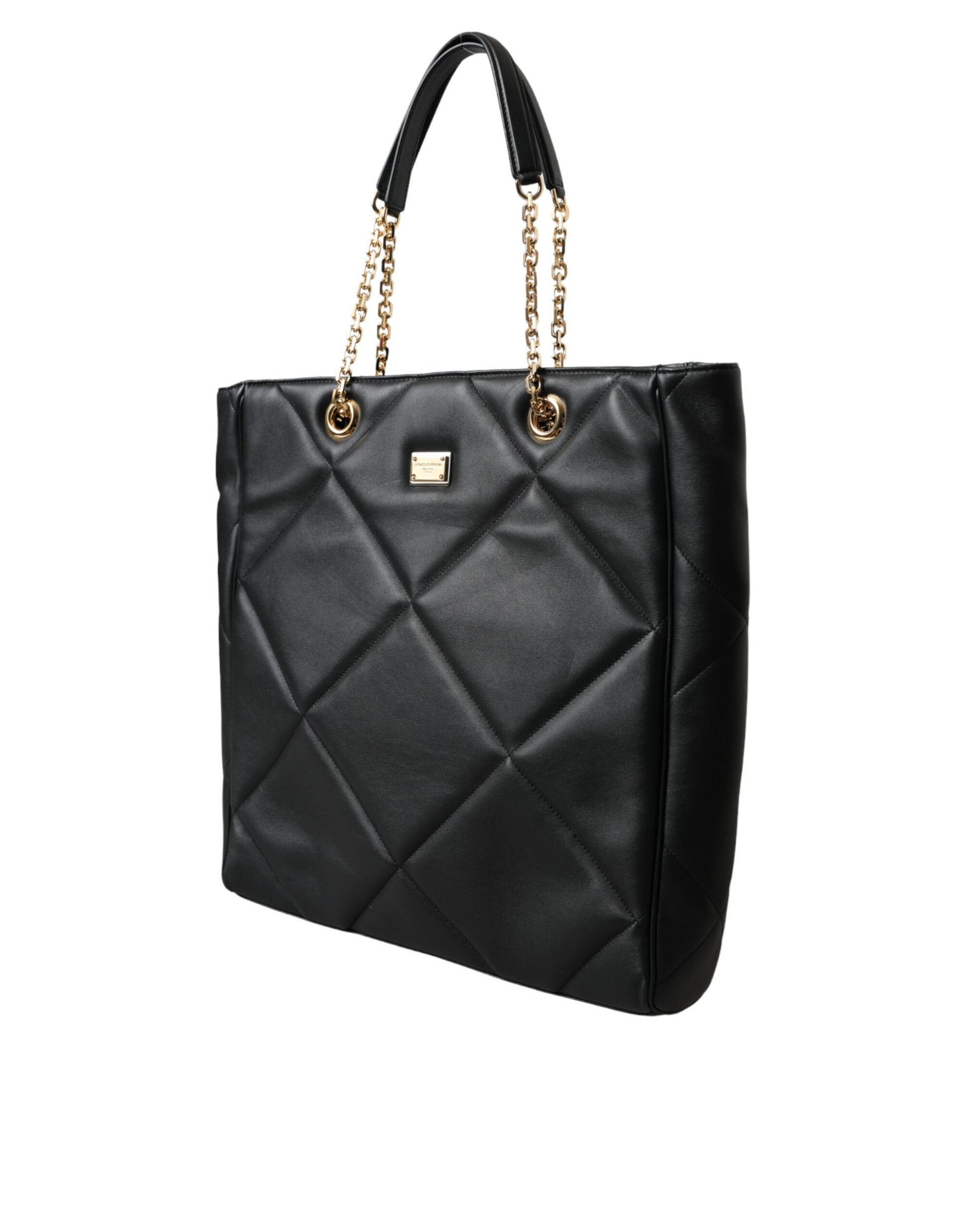 Dolce & Gabbana Black Leather JUNGLE Quilted Shopping Tote Bag Dolce & Gabbana