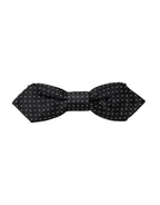 Dolce & Gabbana Dark Gray Silk Polka Dot Adjustable Neck Men Papillon Bow Tie