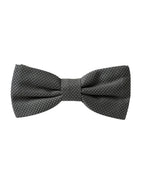 Dolce & Gabbana Gray Silk Patterned Adjustable Neck Men Papillon Bow Tie