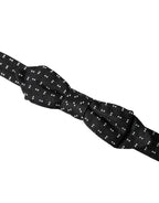 Dolce & Gabbana Dark Gray Silk Patterned Adjustable Neck Men Papillon Bow Tie