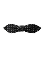 Dolce & Gabbana Dark Gray Silk Patterned Adjustable Neck Men Papillon Bow Tie