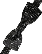 Dolce & Gabbana Dark Gray Silk Floral Adjustable Neck Men Papillon Bow Tie