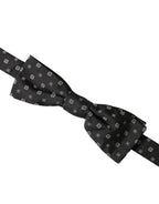 Dolce & Gabbana Dark Gray Silk Fantasy Adjustable Neck Men Papillon Bow Tie