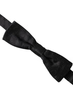 Dolce & Gabbana Dark Gray Silk Patterned Adjustable Neck Men Bow Tie