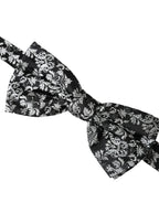 Dolce & Gabbana Dark Gray Floral Silk Adjustable Neck Men Bow Tie