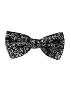 Dolce & Gabbana Dark Gray Floral Silk Adjustable Neck Men Bow Tie