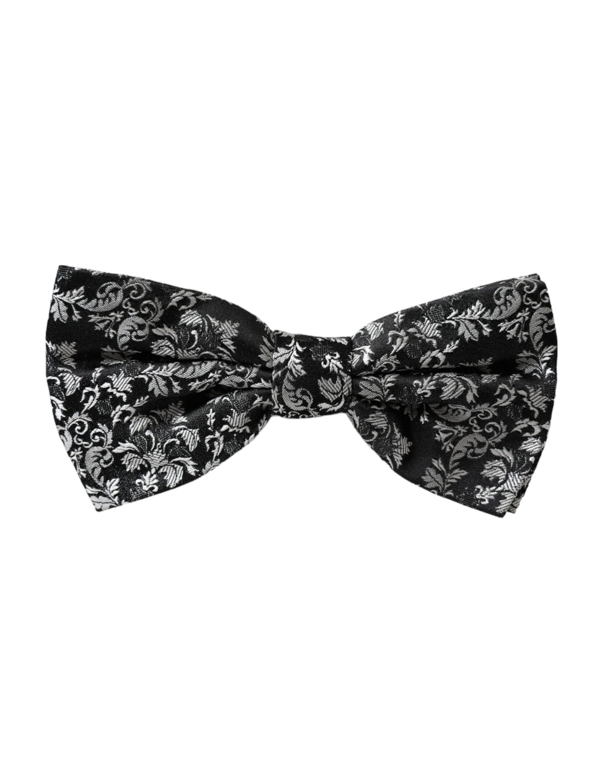 Dolce & Gabbana Dark Gray Floral Silk Adjustable Neck Men Bow Tie